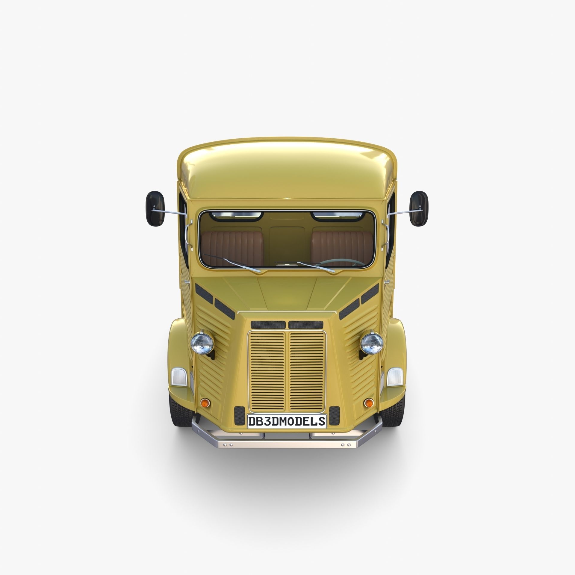 Generic 40s Van Pick Up with interior v3 3D model_6