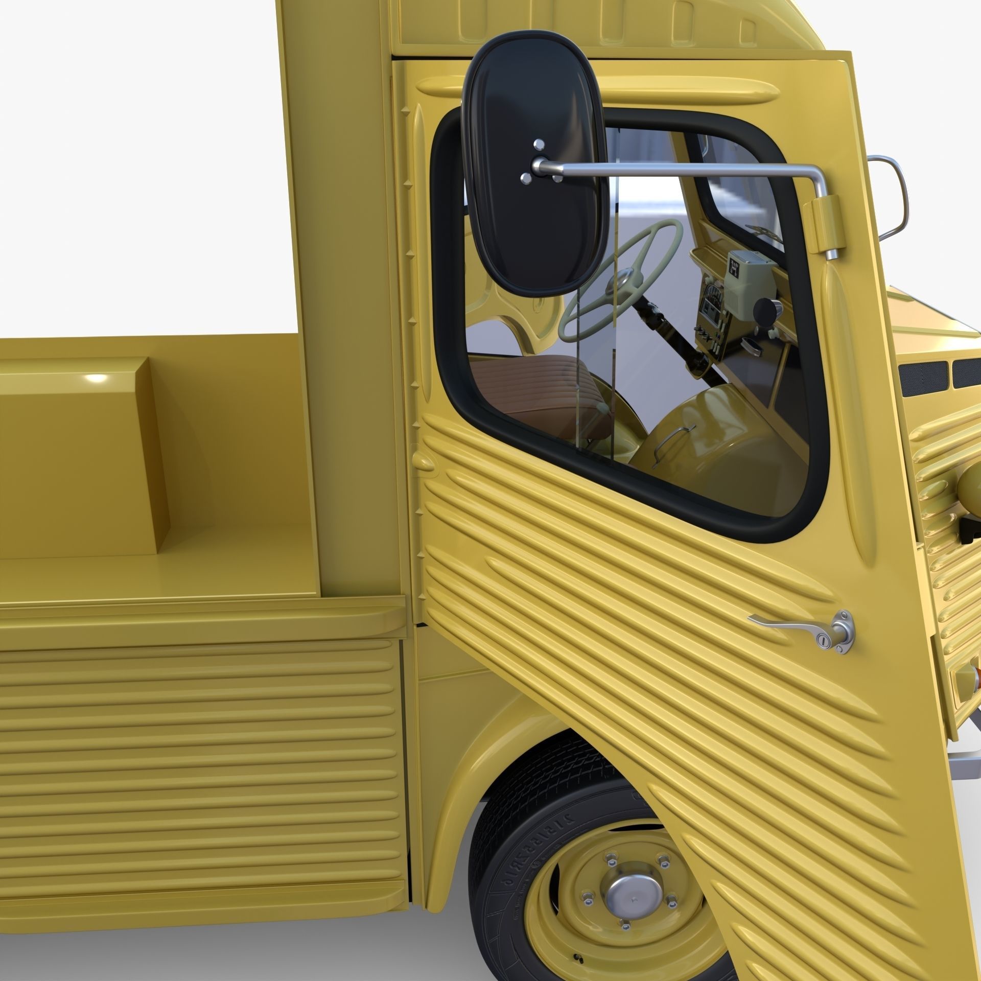 Generic 40s Van Pick Up with interior v3 3D model_23