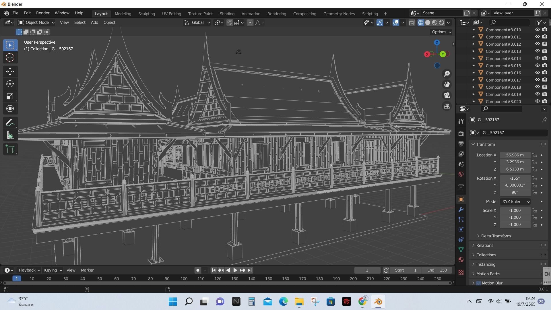 Thai architecture songthai ancient Low-poly 3D model_6