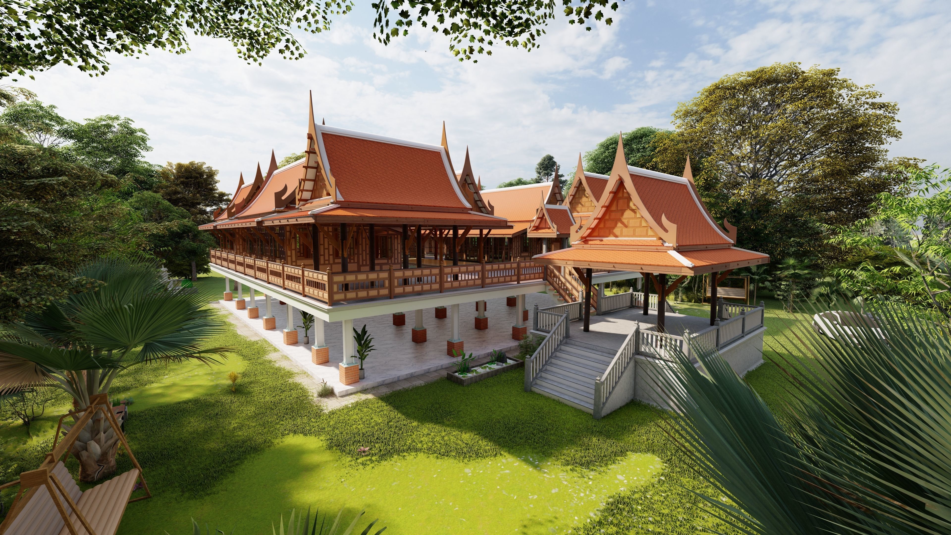 Thai architecture songthai ancient Low-poly 3D model_17