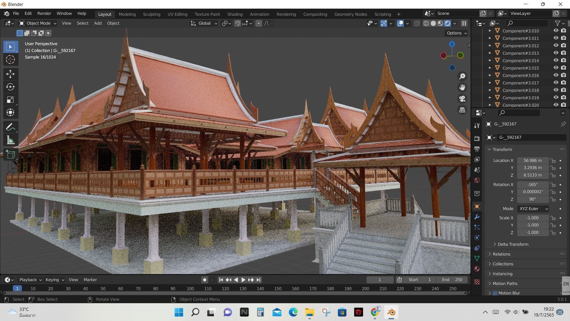 Thai architecture songthai ancient Low-poly 3D model_4
