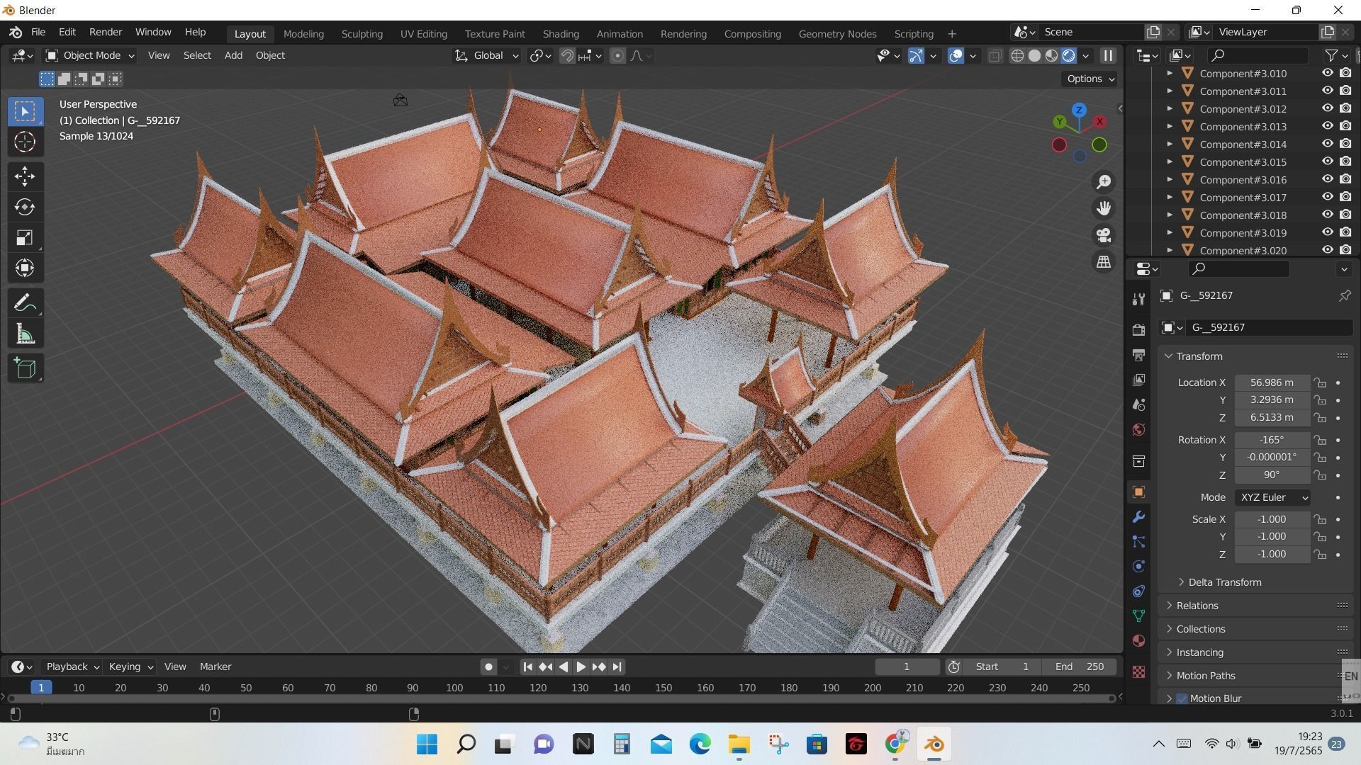 Thai architecture songthai ancient Low-poly 3D model_5
