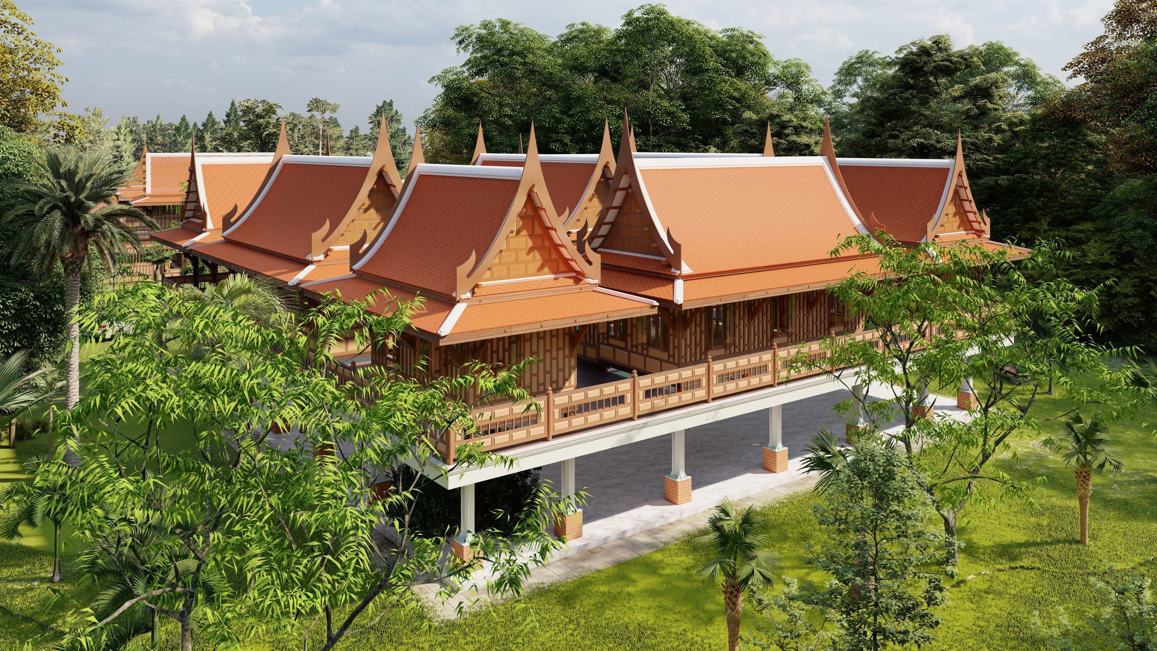Thai architecture songthai ancient Low-poly 3D model_15