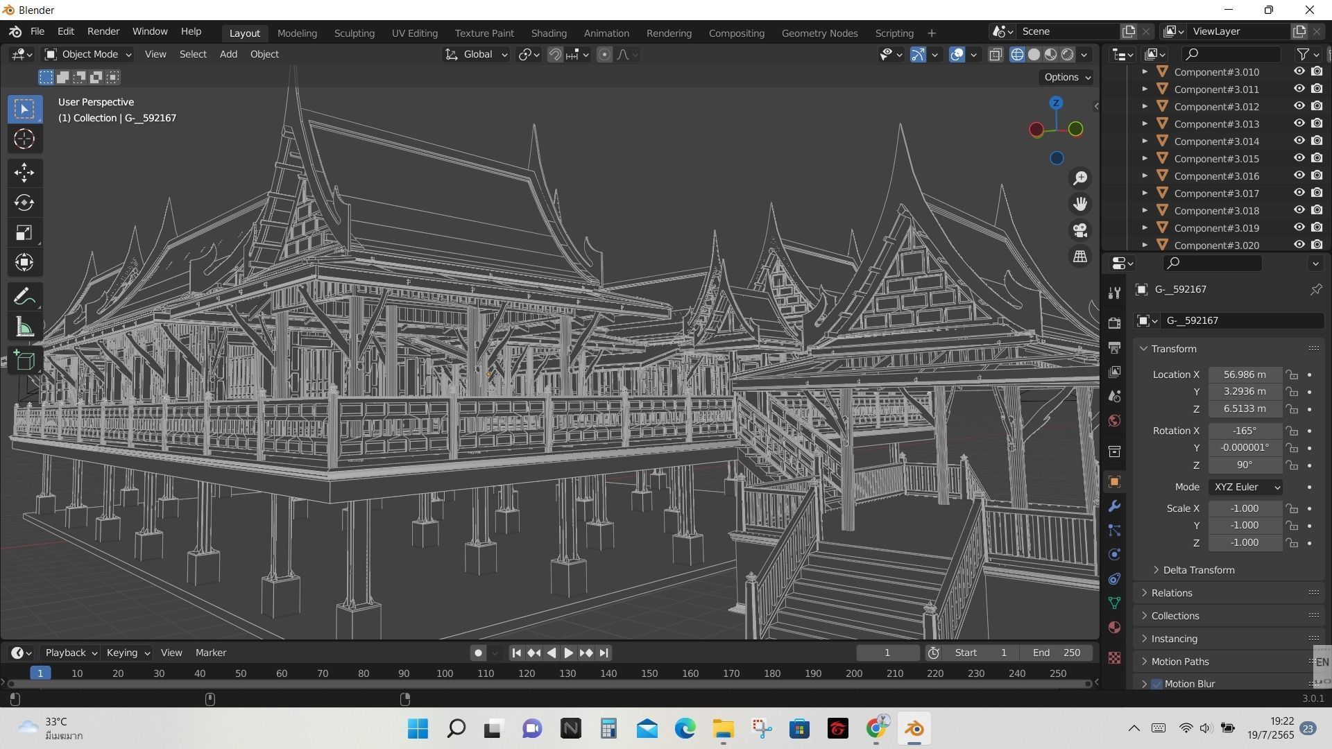 Thai architecture songthai ancient Low-poly 3D model_3