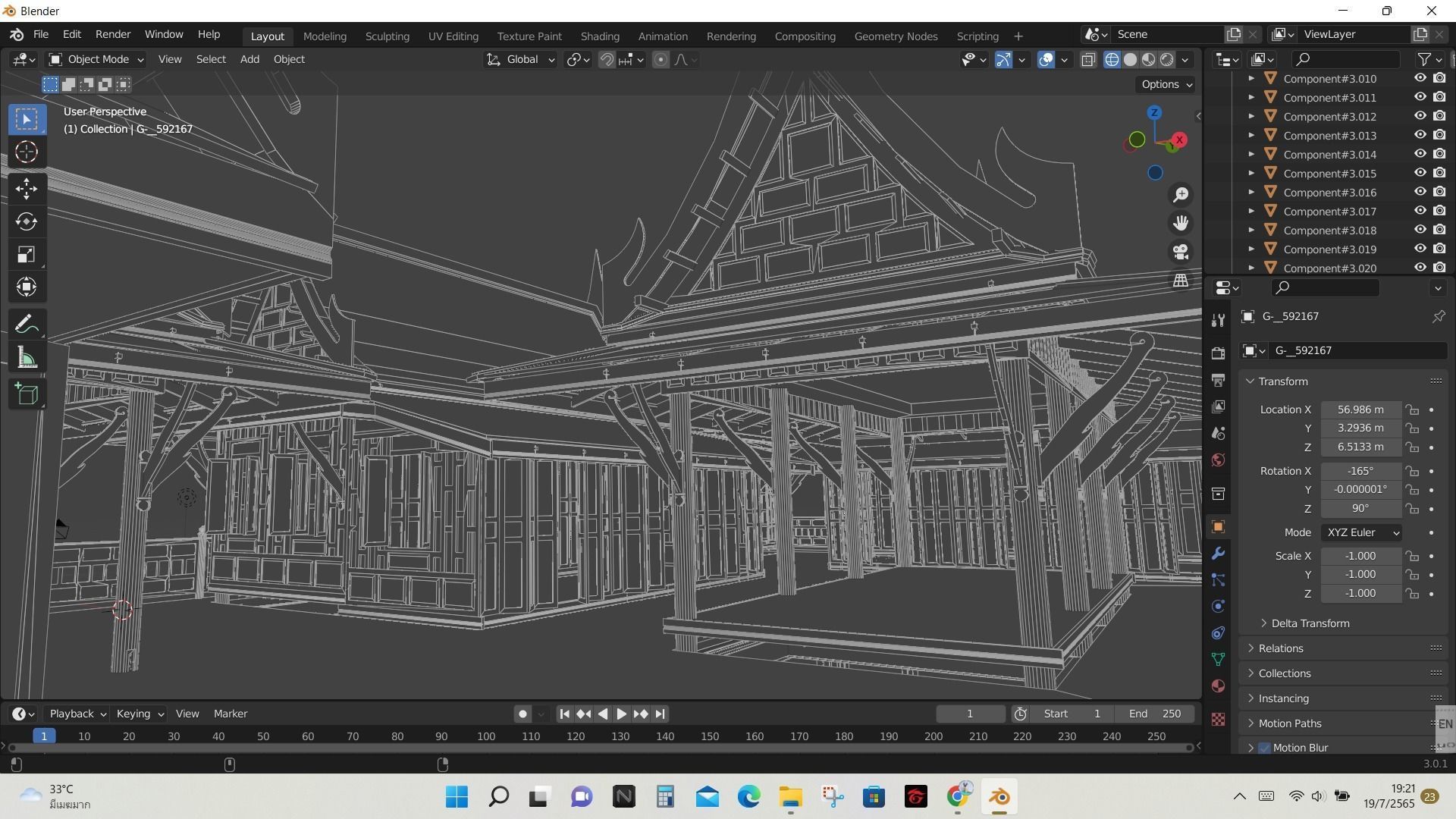 Thai architecture songthai ancient Low-poly 3D model_2