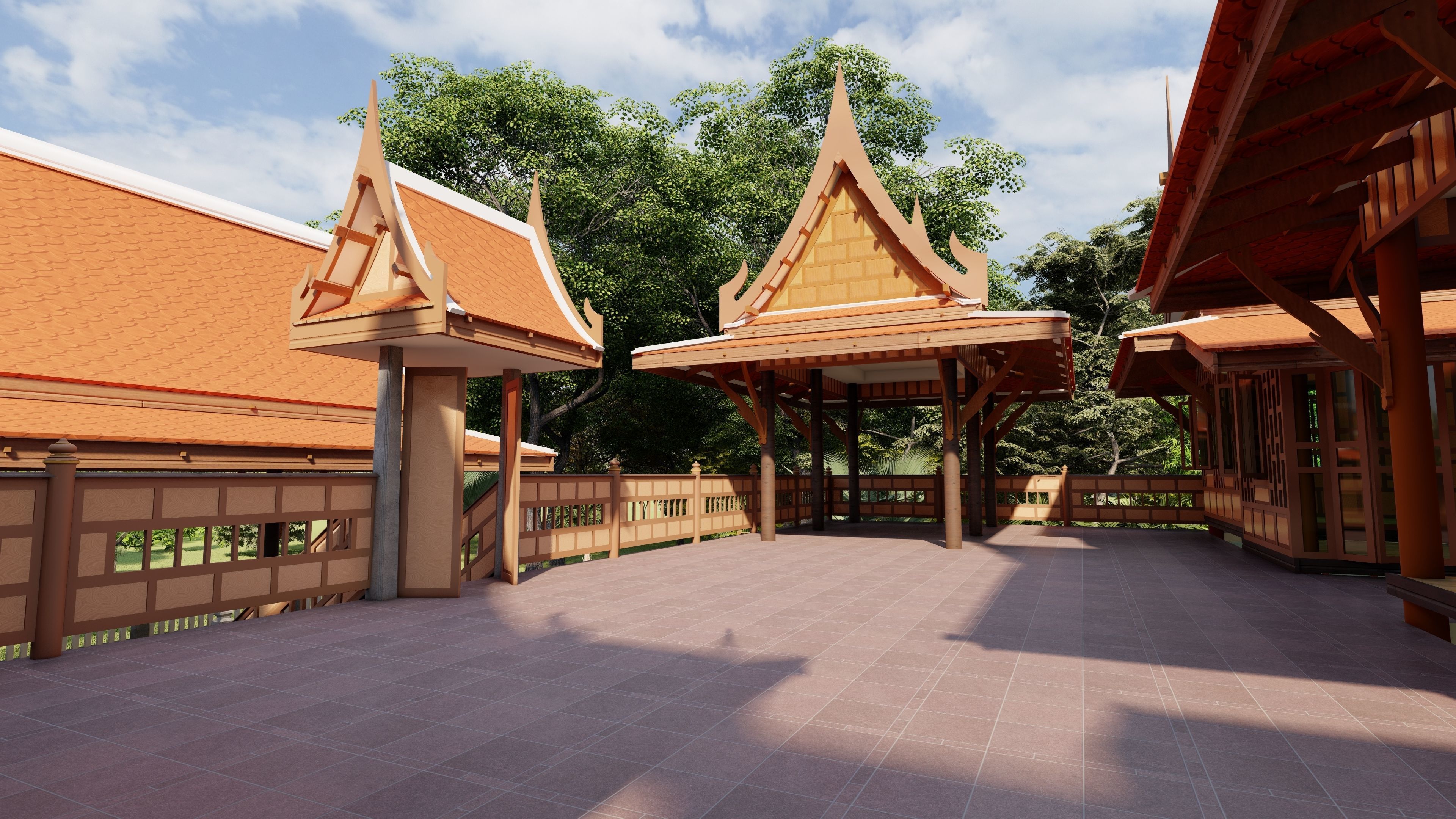 Thai architecture songthai ancient Low-poly 3D model_8