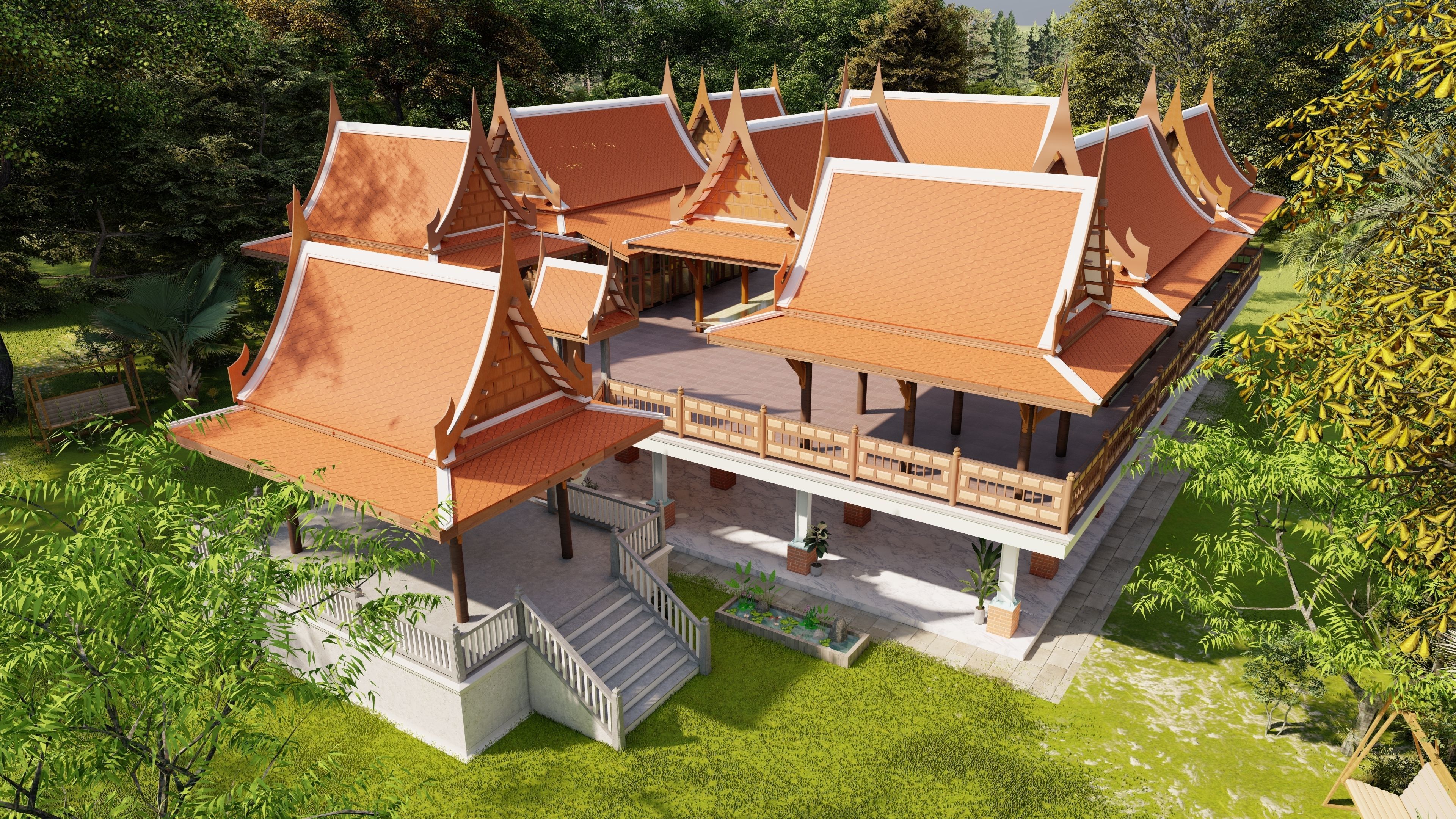 Thai architecture songthai ancient Low-poly 3D model_14