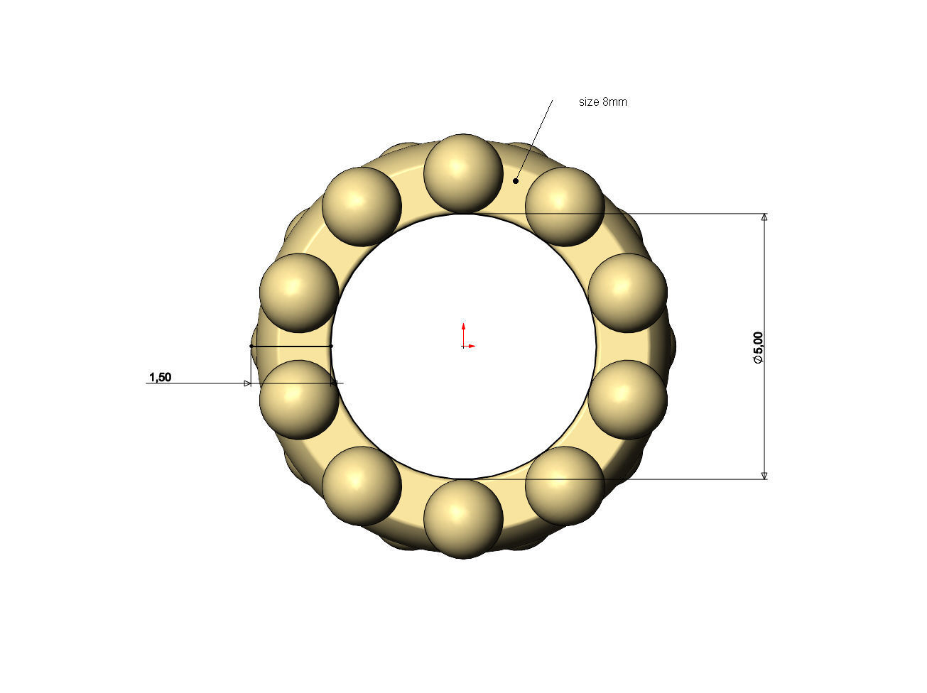 Beaded ring charm and bracelet bead 3D print model_7