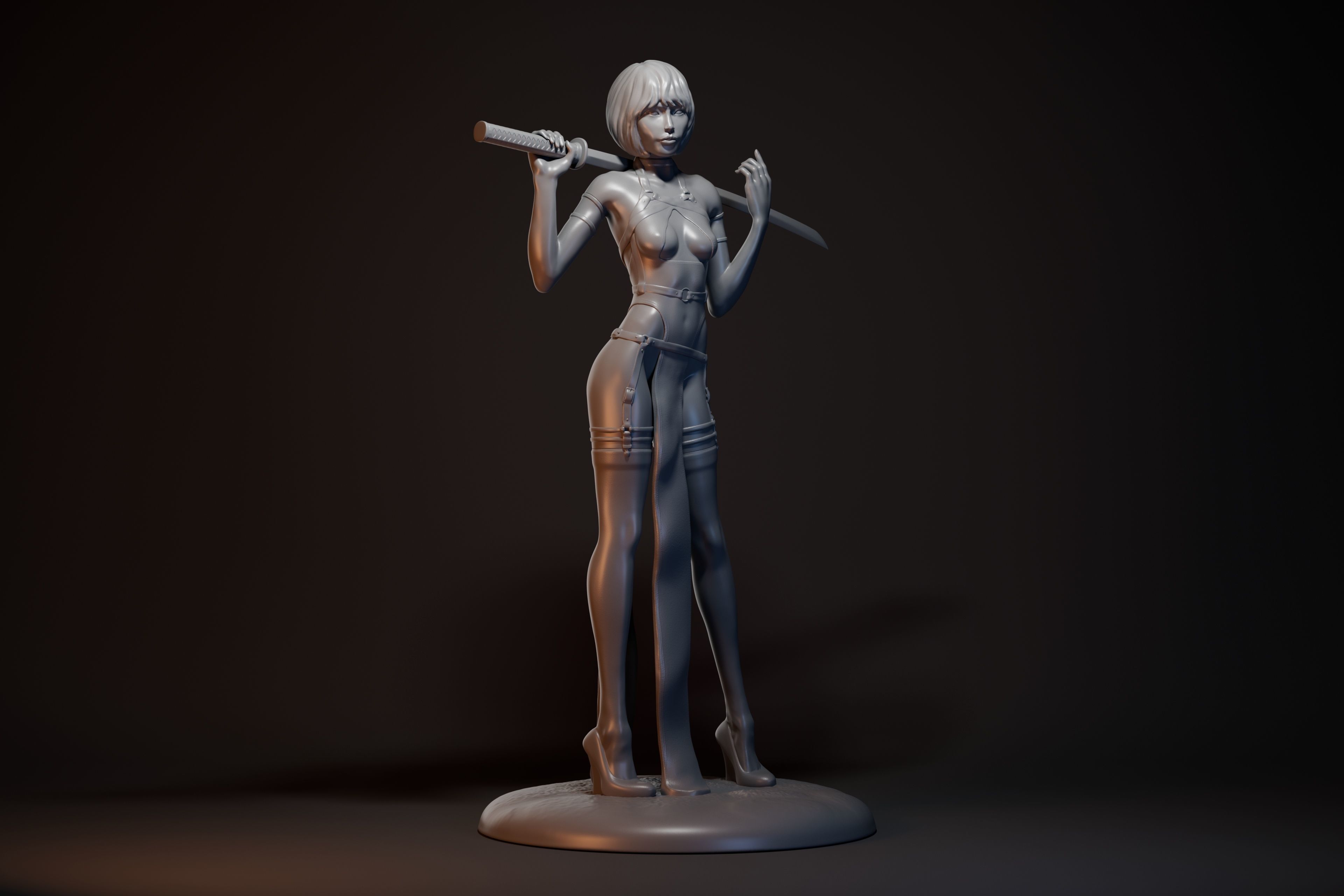 Katana girl 3D print model_3