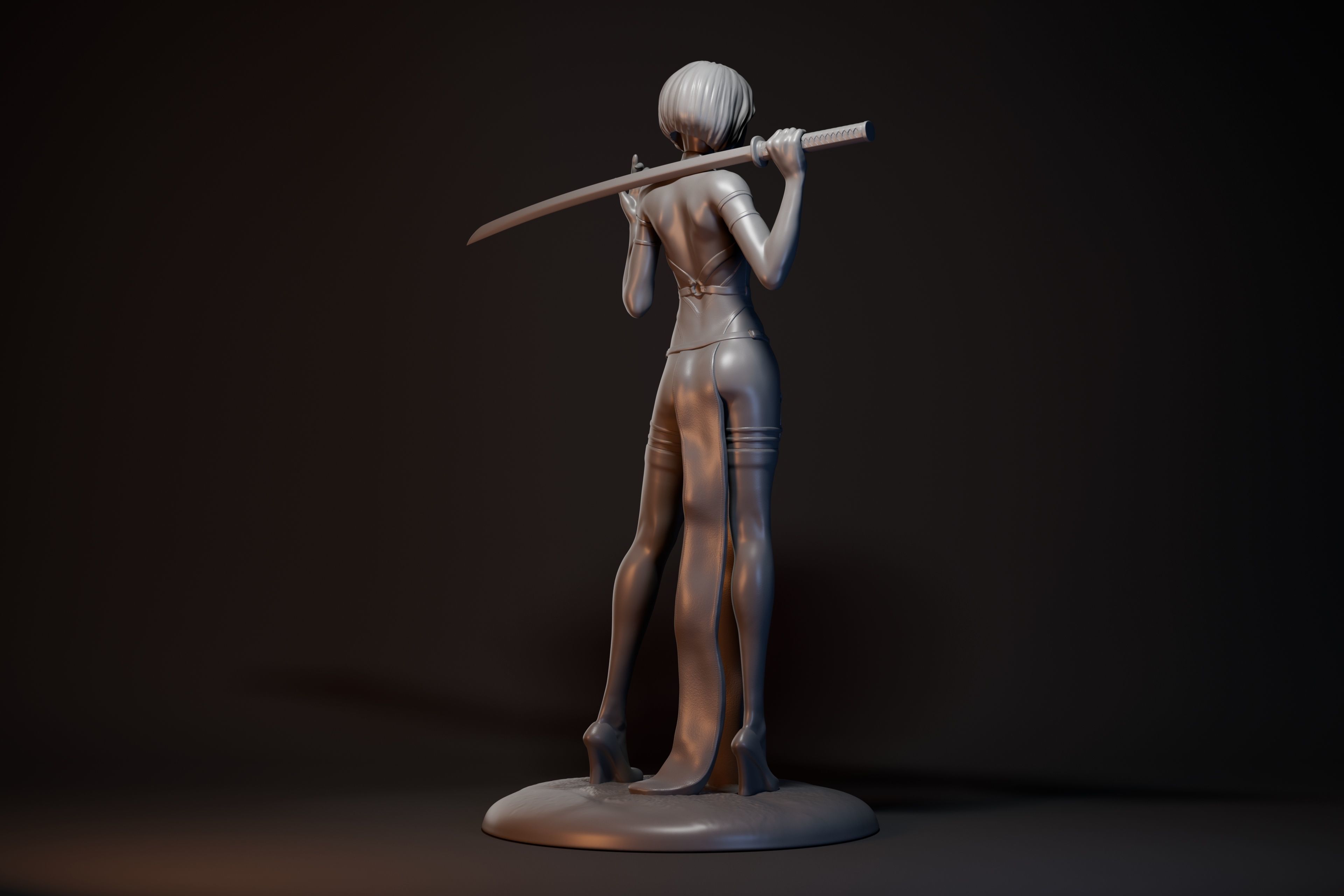 Katana girl 3D print model_10