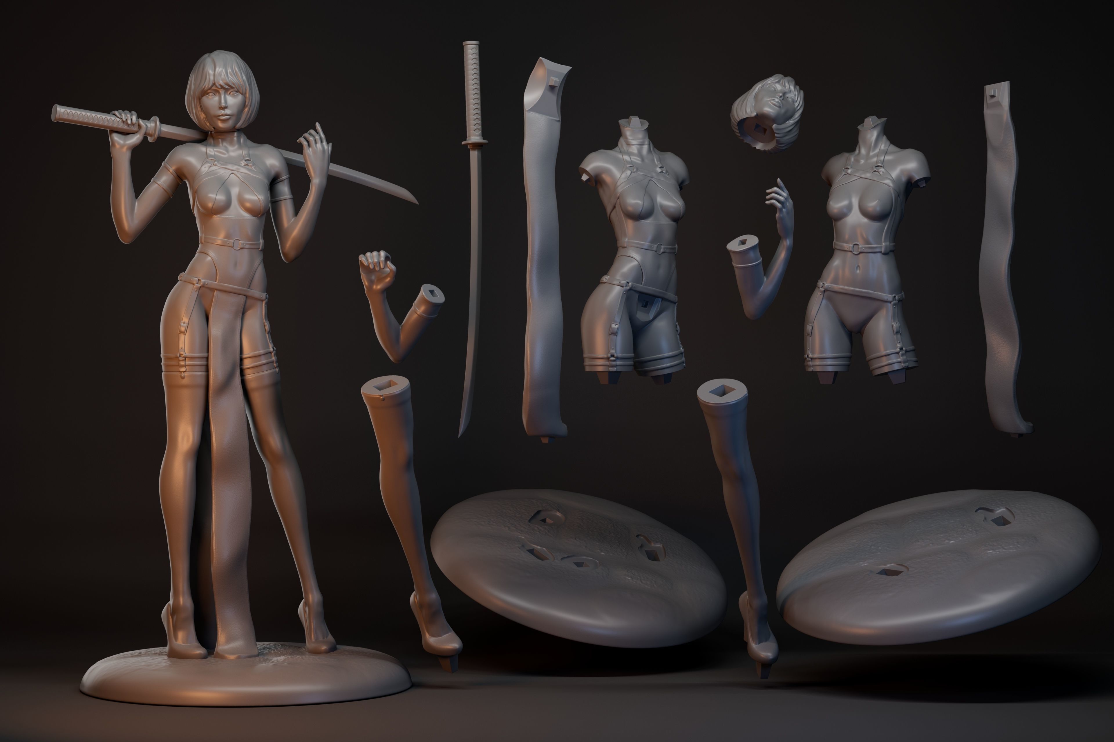 Katana girl 3D print model_1