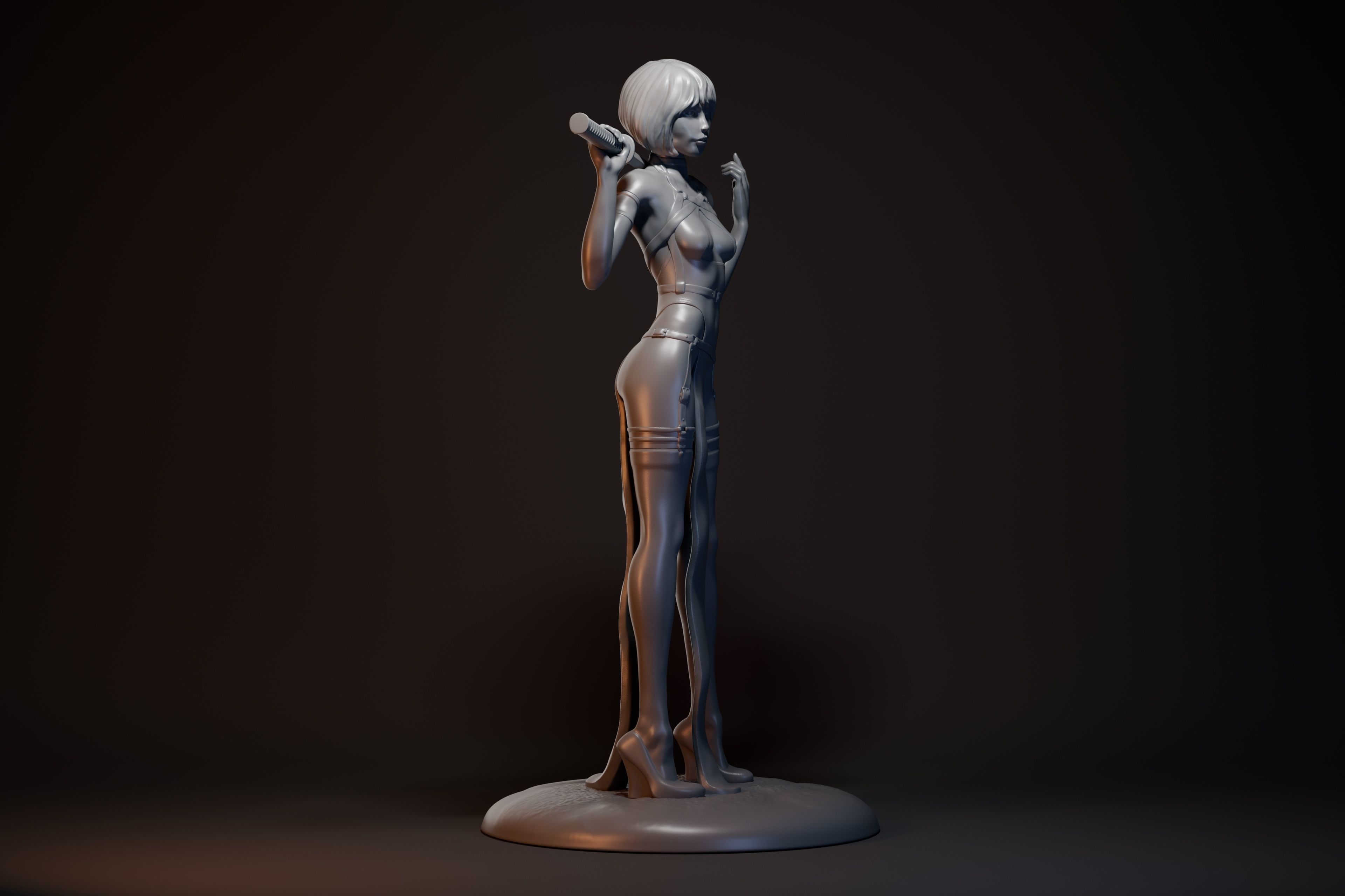Katana girl 3D print model_5