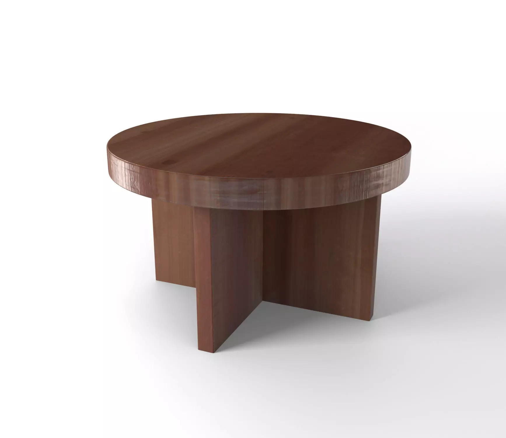 Round wooden coffee table 3D model_0