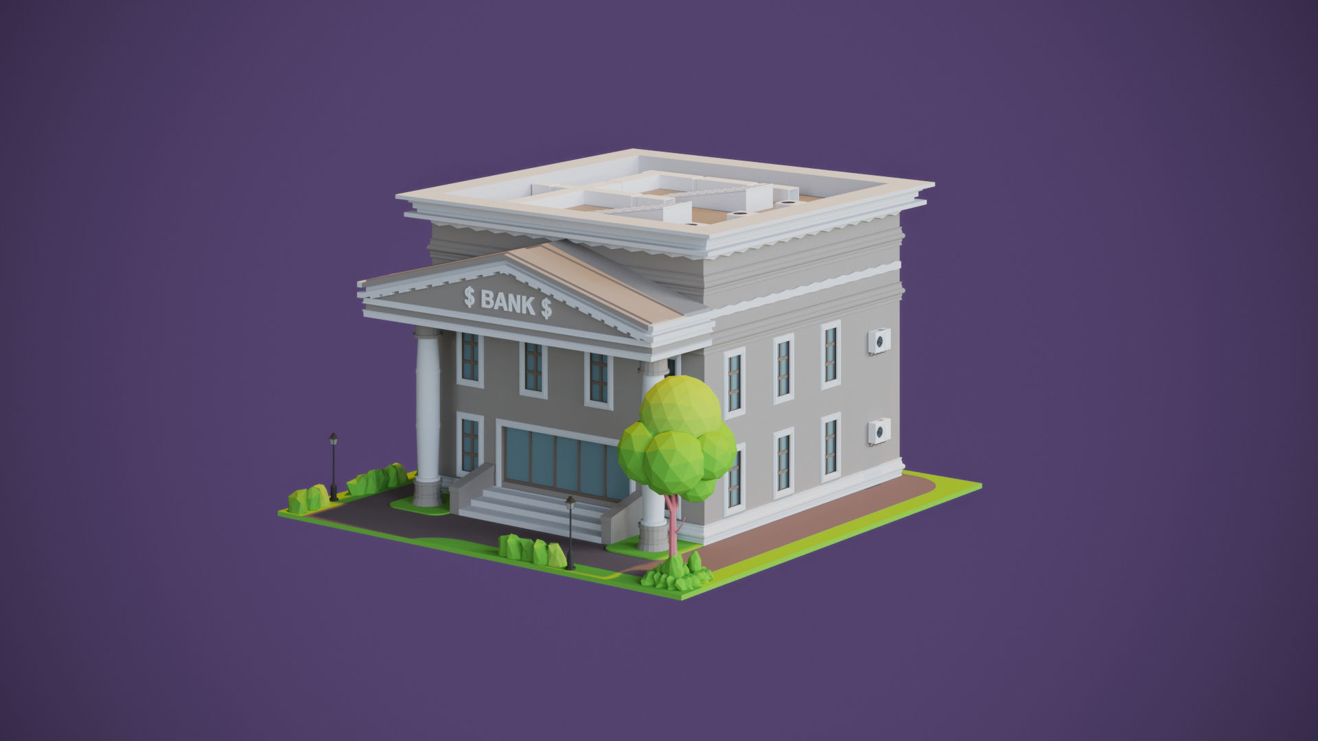 City Bank Low-poly 3D model_1