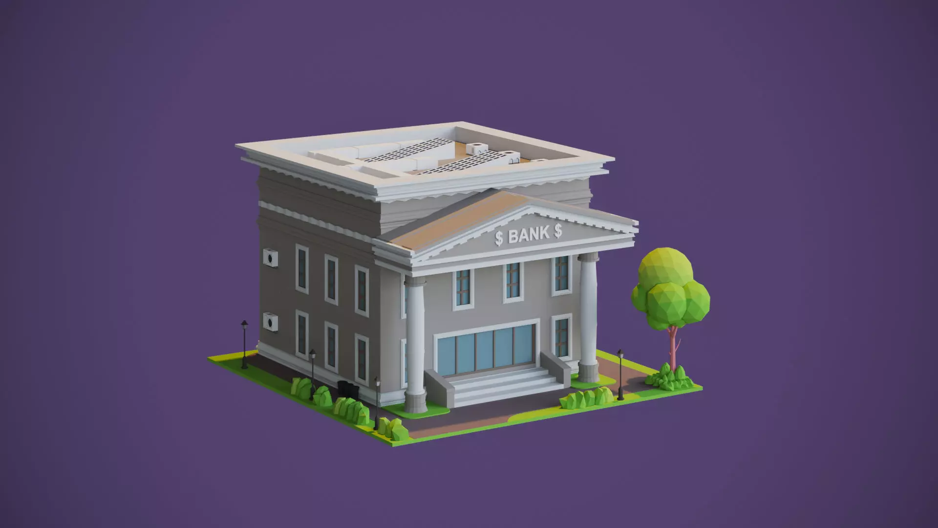 City Bank Low-poly 3D model_0