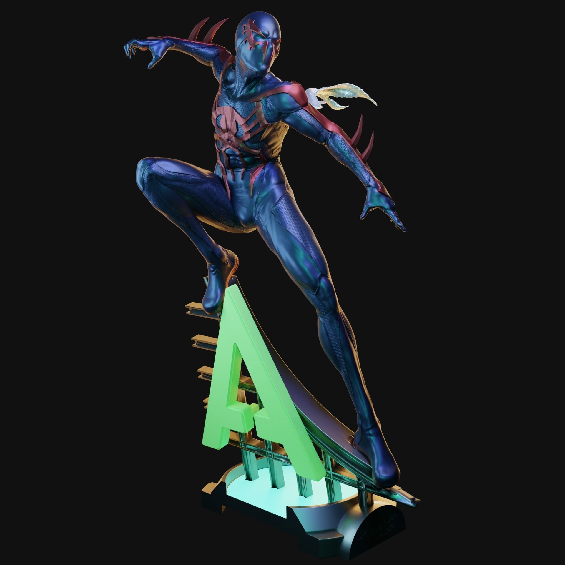 Spider-Man 2099 Statue 3D print model_1