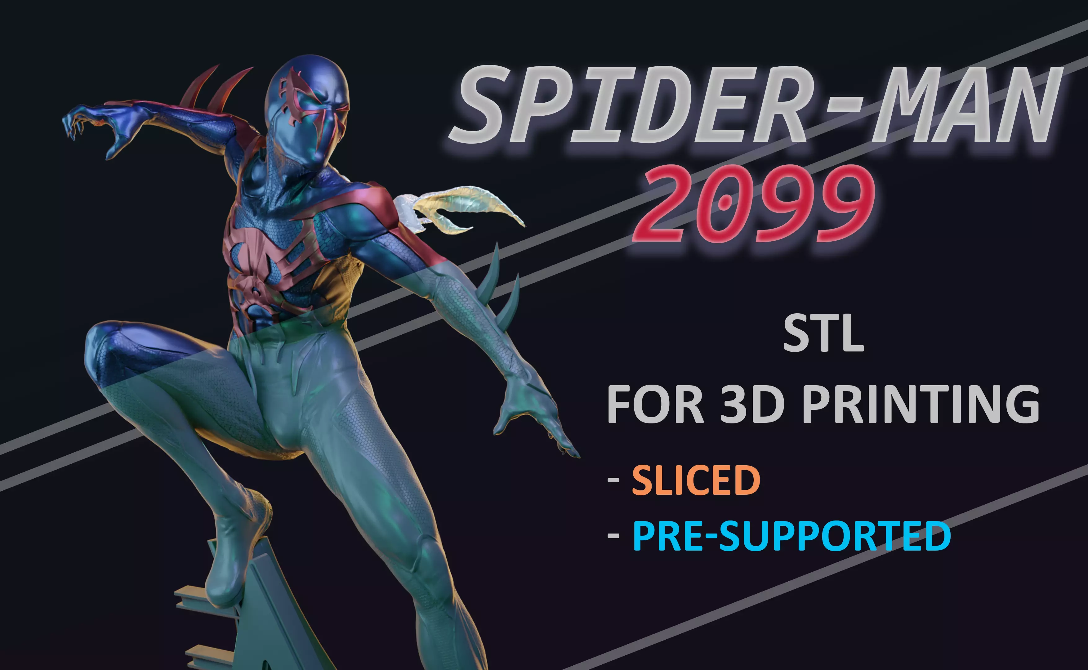 Spider-Man 2099 Statue 3D print model_0