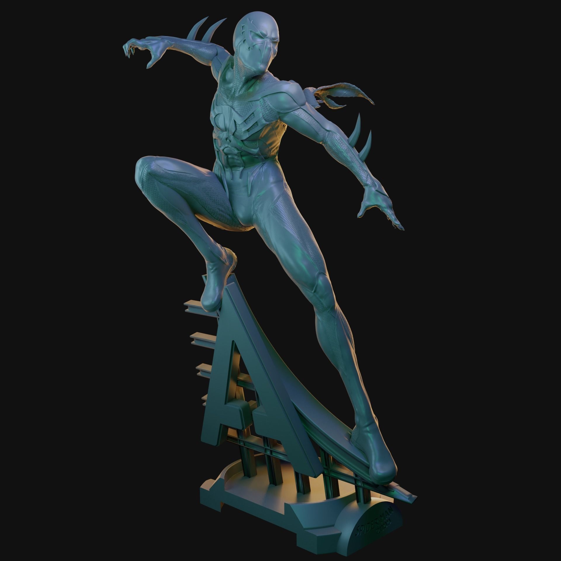 Spider-Man 2099 Statue 3D print model_2