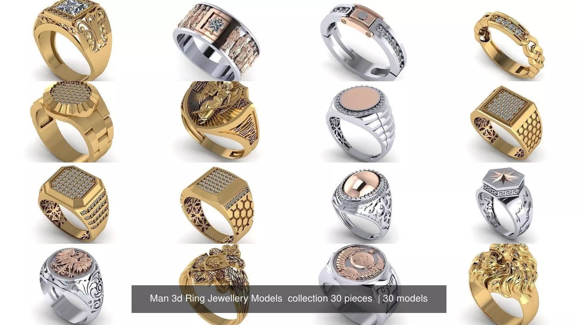 Man 3d Ring Jewellery Models collection 30 pieces _1
