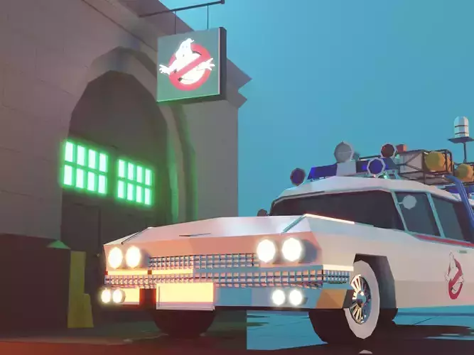 Cartoon Ghost Buster scene