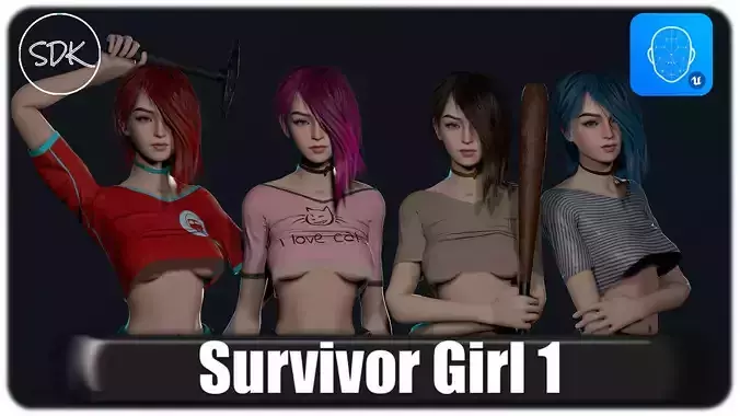 Survivor Girl 1 Low-poly 3D model