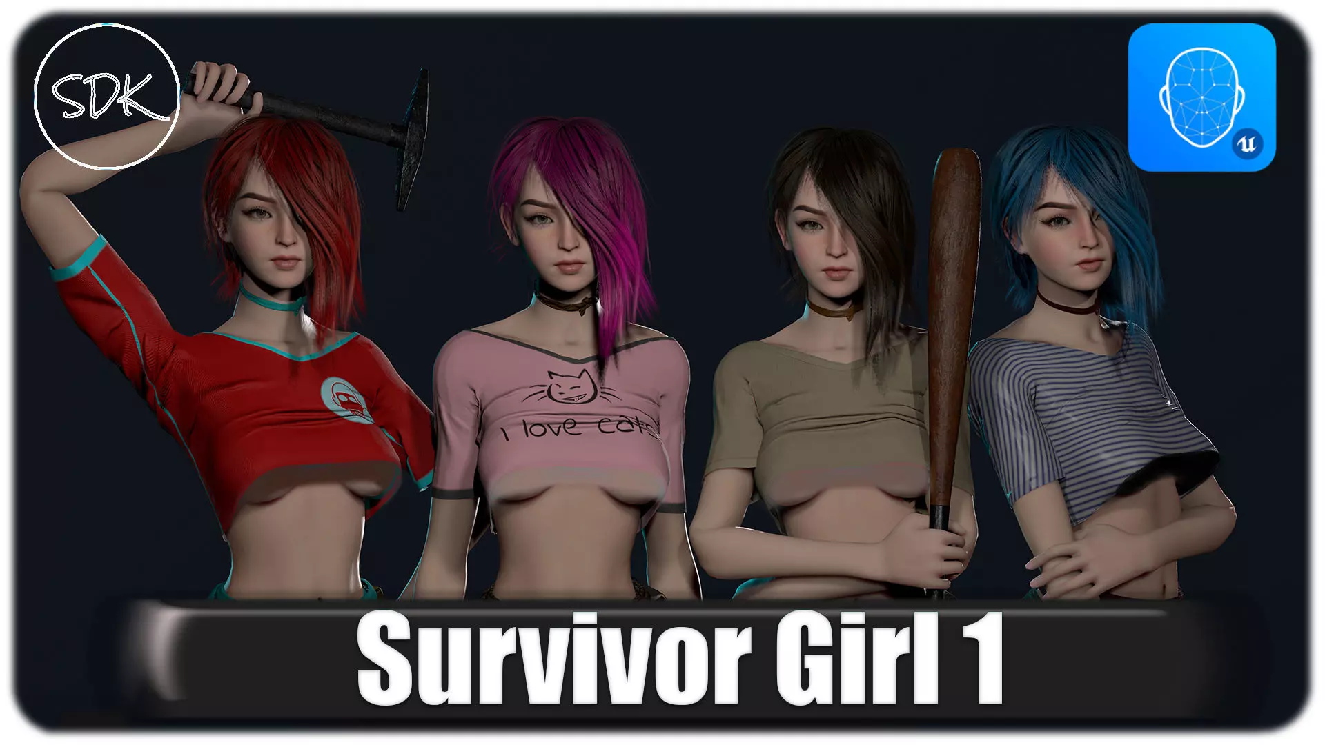 Survivor Girl 1 Low-poly 3D model_0
