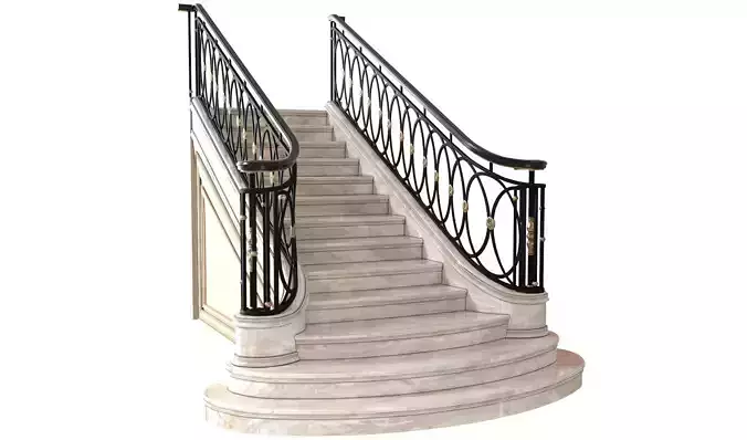 Classic marble stair in Art Deco style 3D model