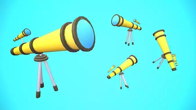 TELESCOPE CARTOON STYLIZED Low-poly 3D model