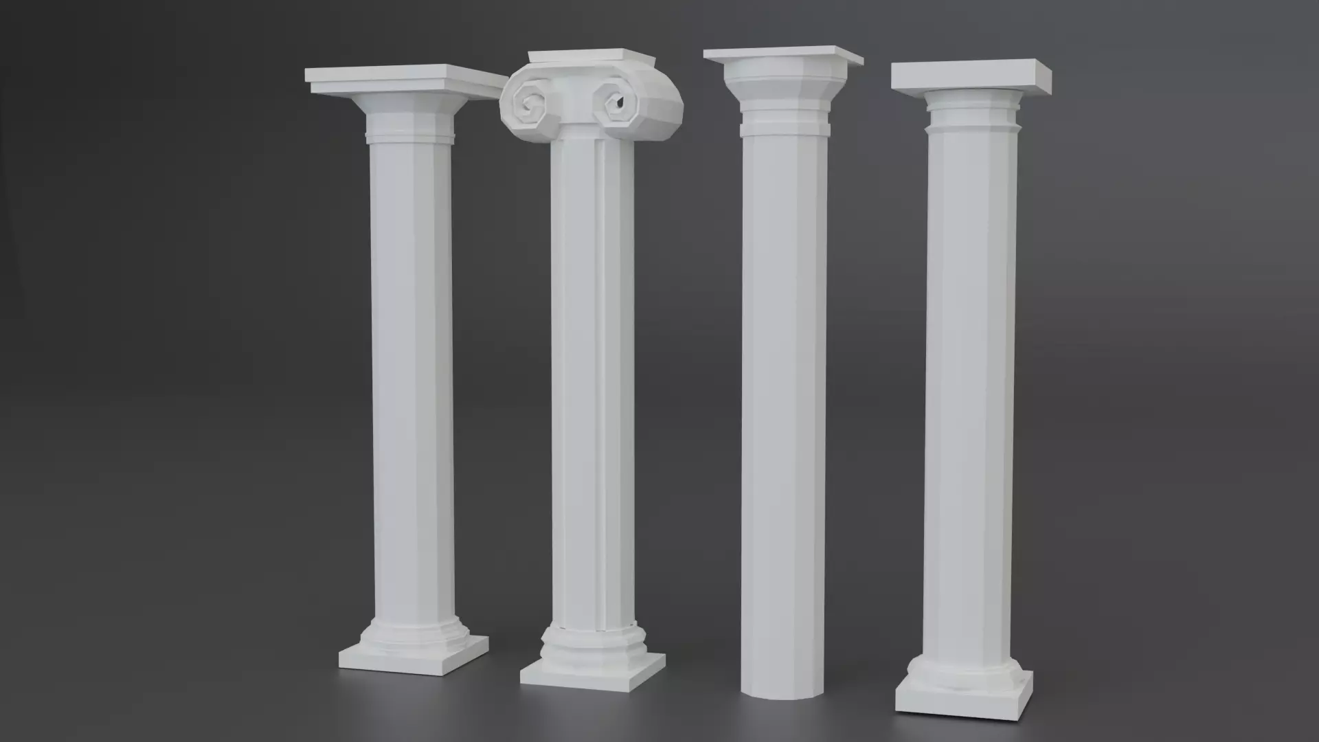 Low poly columns Low-poly 3D model_0