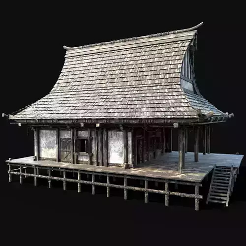 JAPAN CHINESE FEUDAL HOUSE DOJO ASIAN HUT CABIN VILLAGE SAMURAI Low-poly 3D model