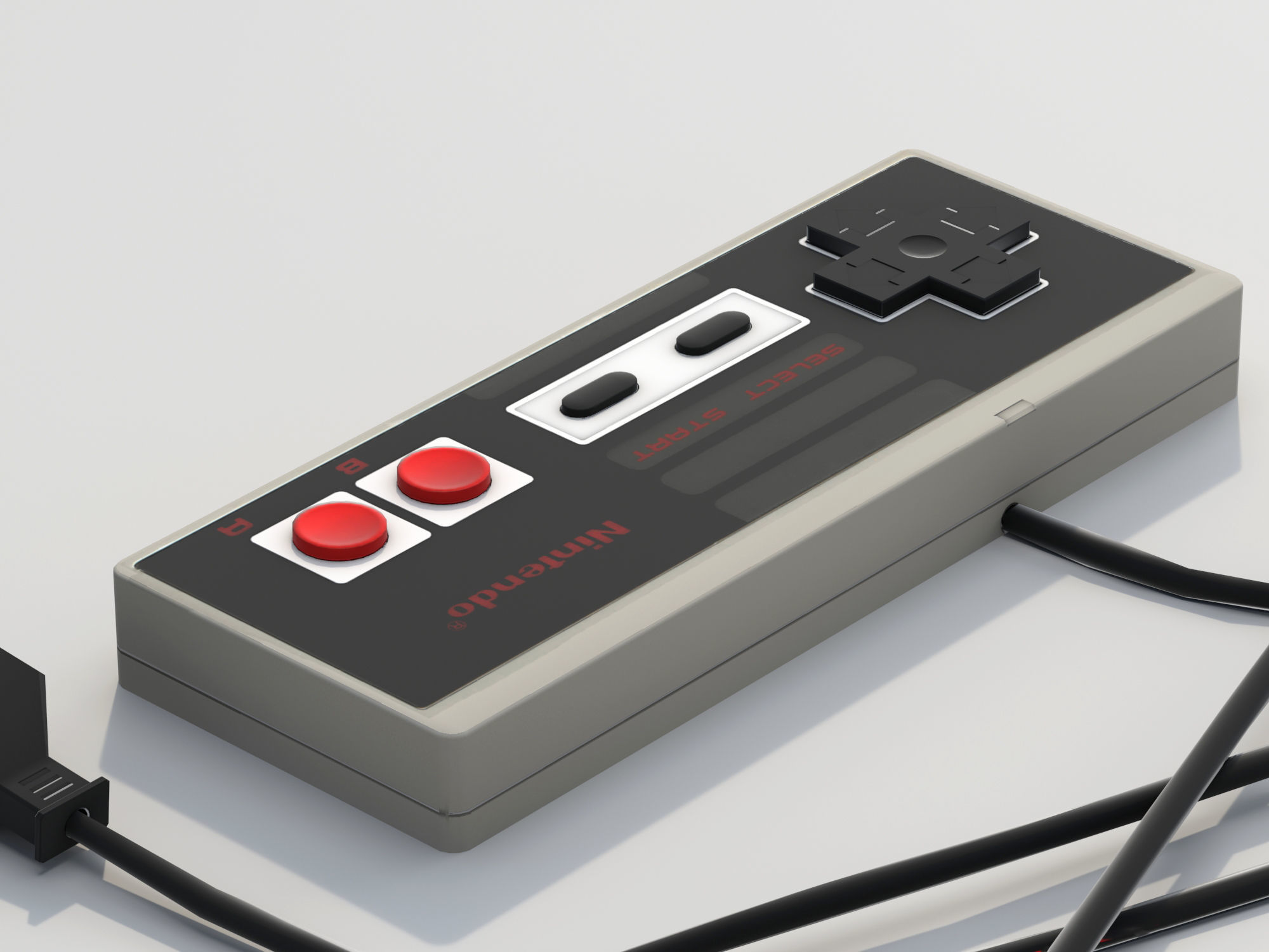 NES controller lowpoly Low-poly 3D model_3