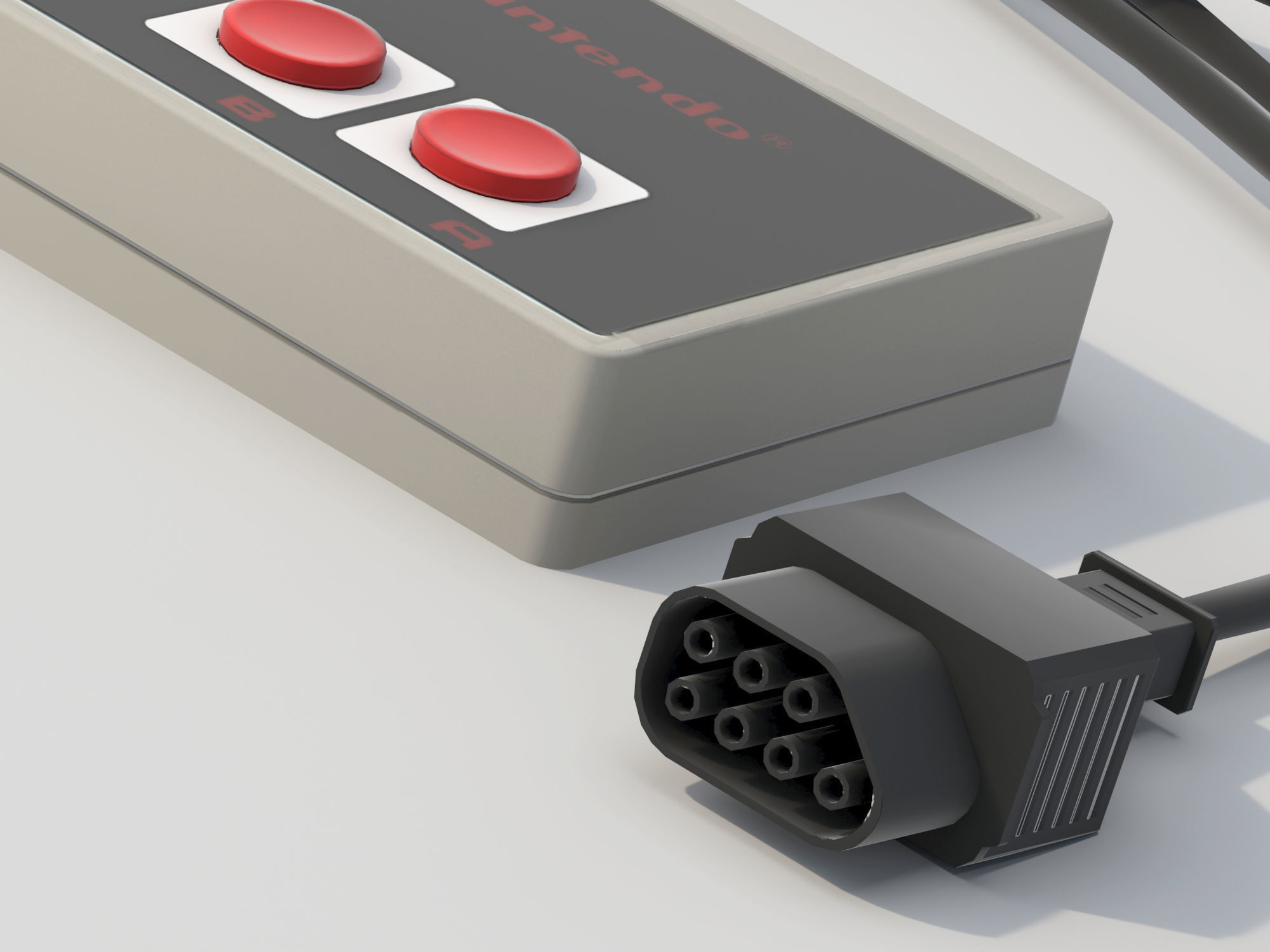NES controller lowpoly Low-poly 3D model_8