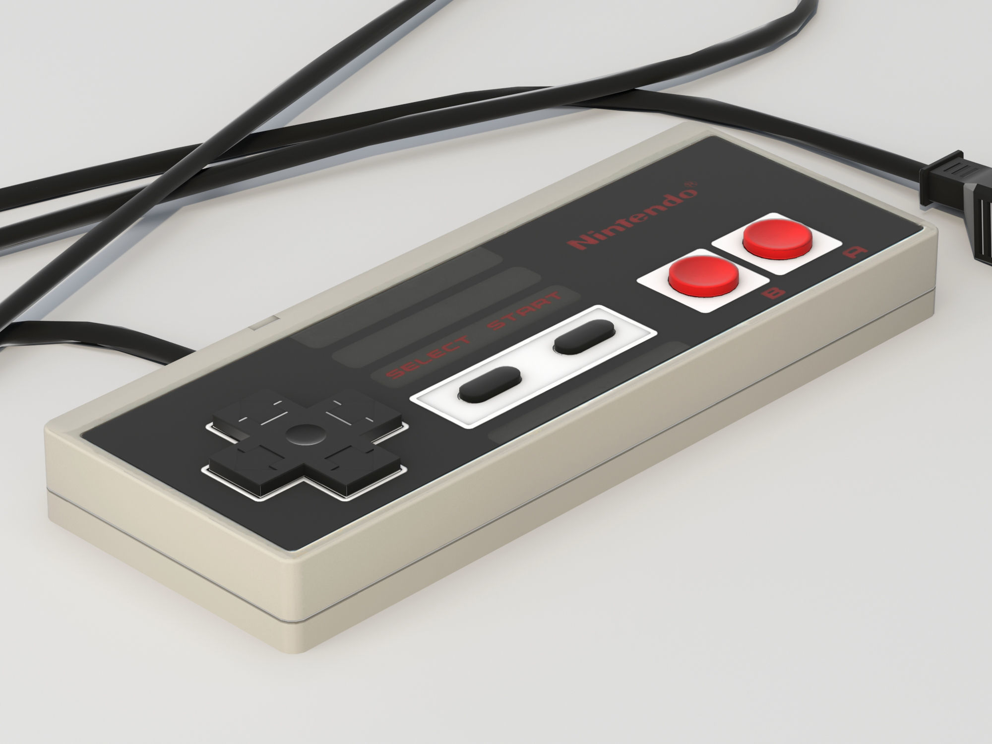 NES controller lowpoly Low-poly 3D model_7