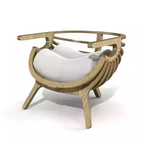 White Cushioned Chair With Wood Frame