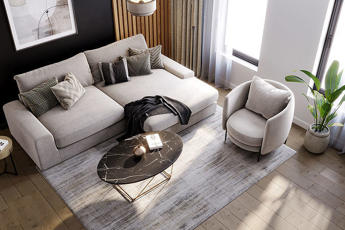 interior scene livingroom 01 3D model 5