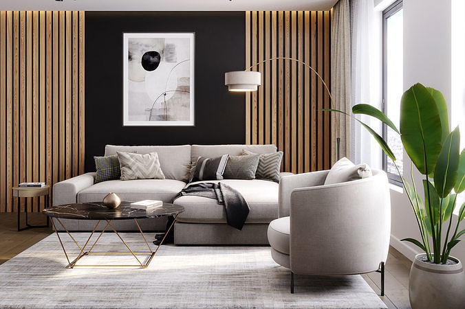 interior scene livingroom 01 3D model 2