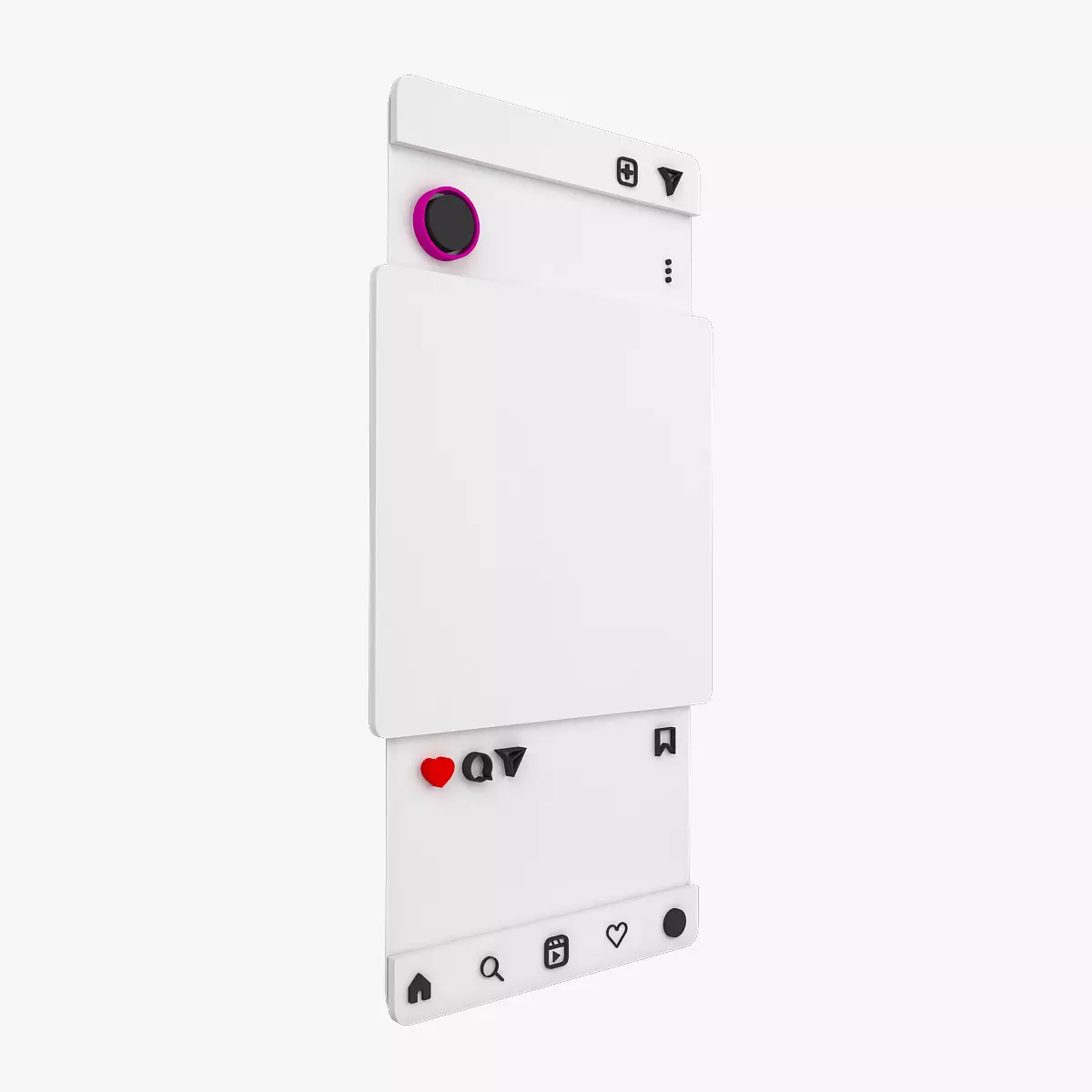 Instagram phone with buttons 3D model