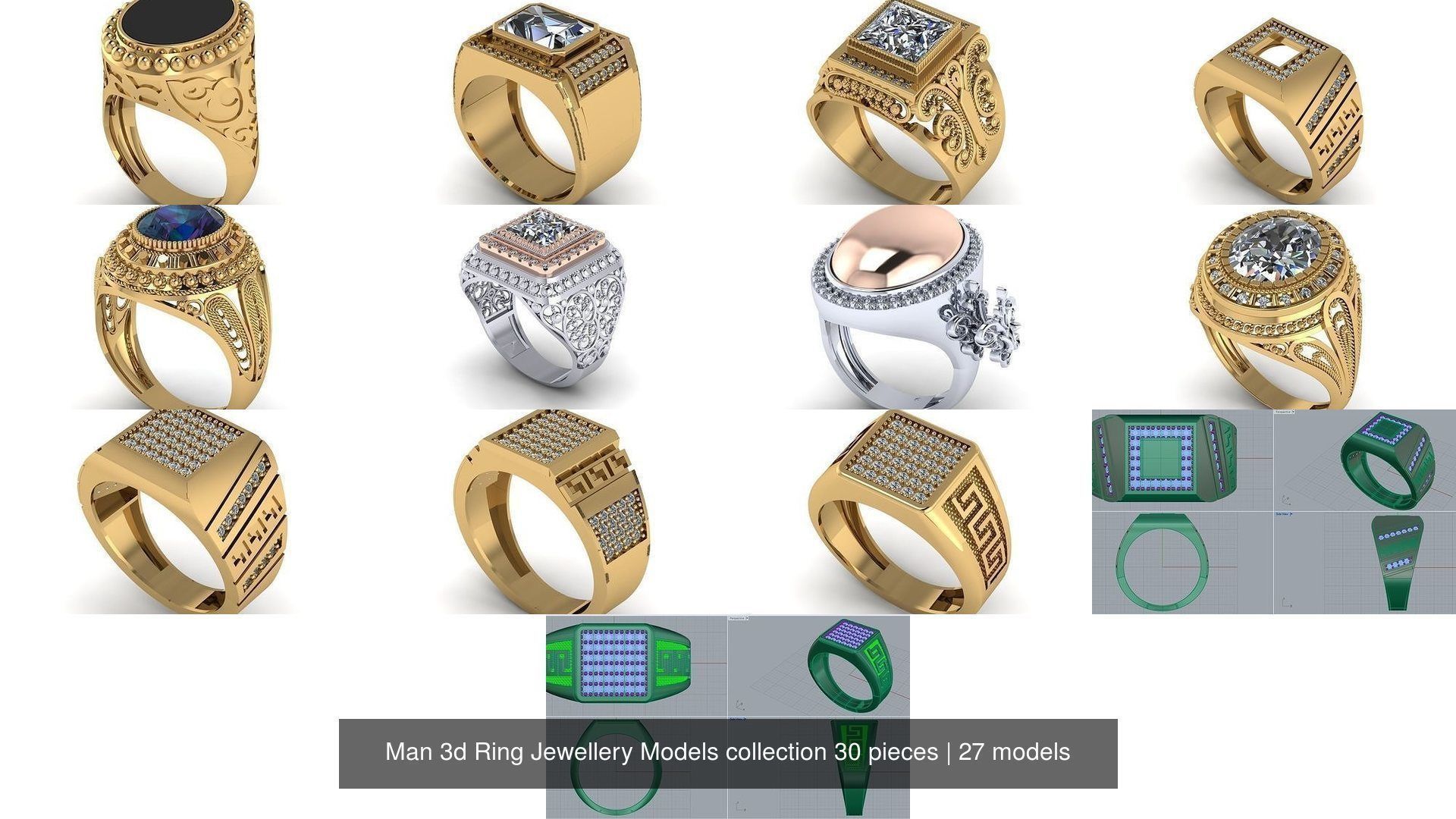 Man 3d Ring Jewellery Models collection 30 pieces _3