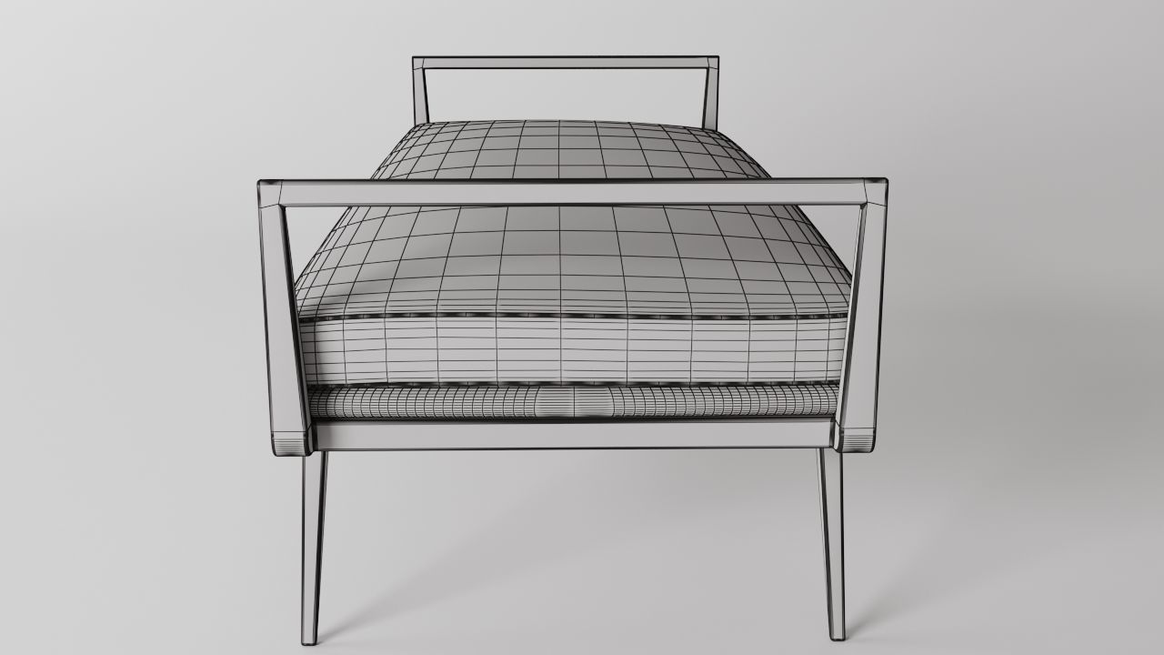 Stool Bench Low-poly 3D model_7