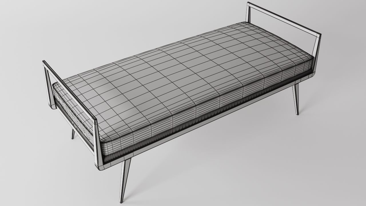 Stool Bench Low-poly 3D model_8