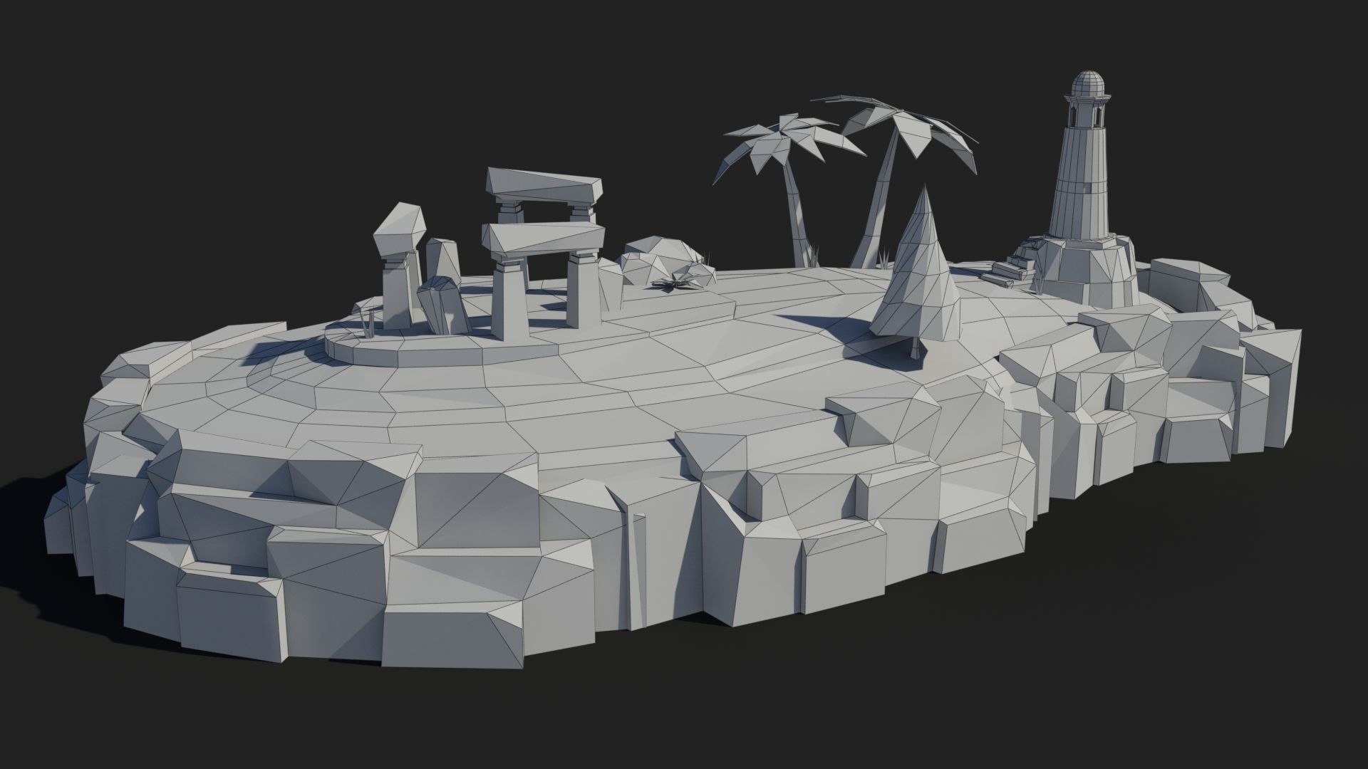 Island cartoon x6 Low-poly 3D model_6
