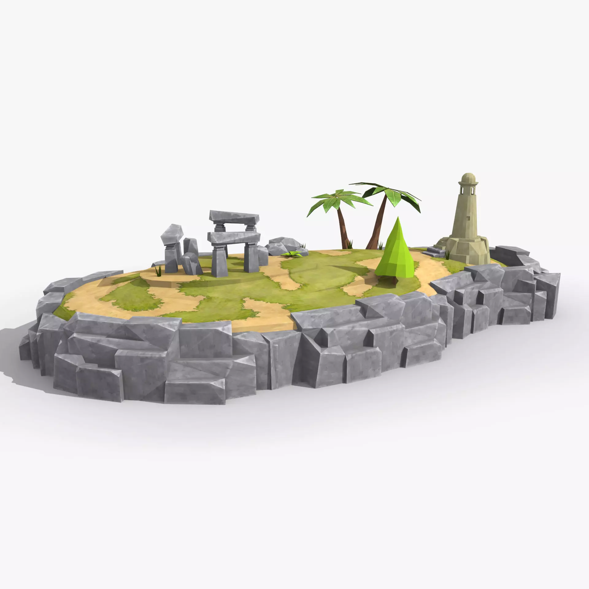 Island cartoon x6 Low-poly 3D model_0