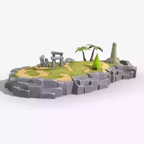 Island cartoon x6 Low-poly 3D model