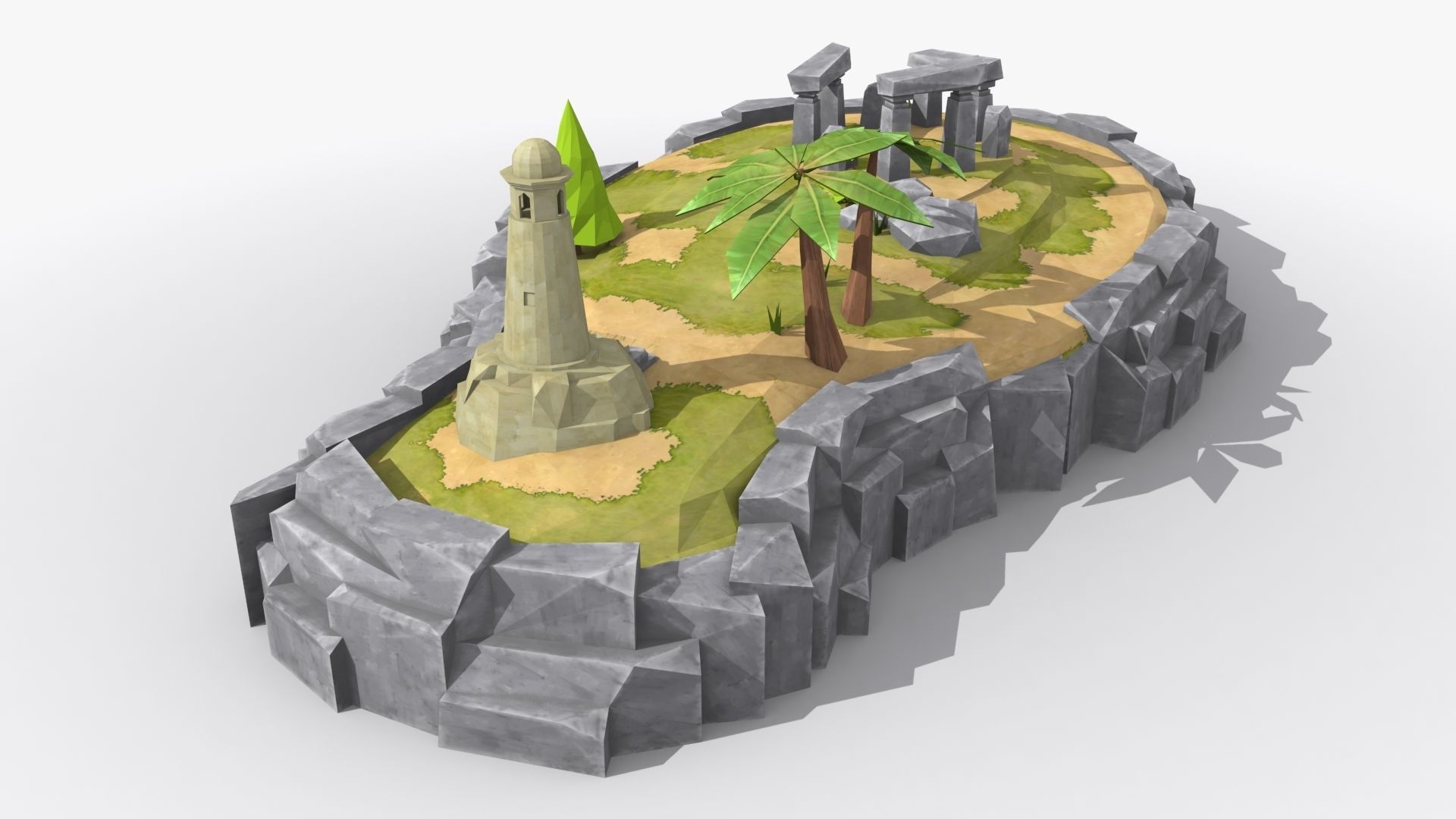 Island cartoon x6 Low-poly 3D model_2