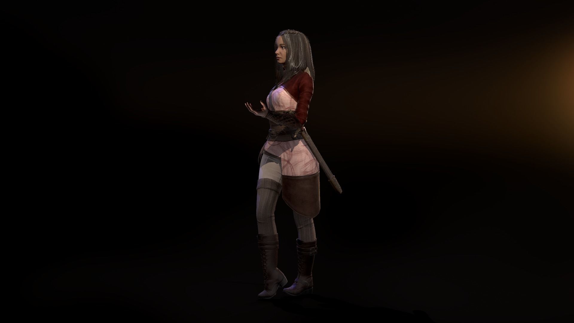 Victoria woman Low-poly 3D model_9