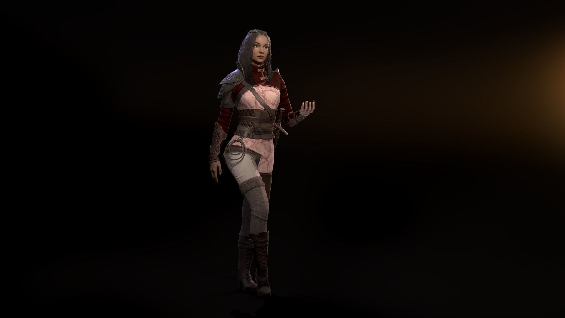 Victoria woman Low-poly 3D model_10