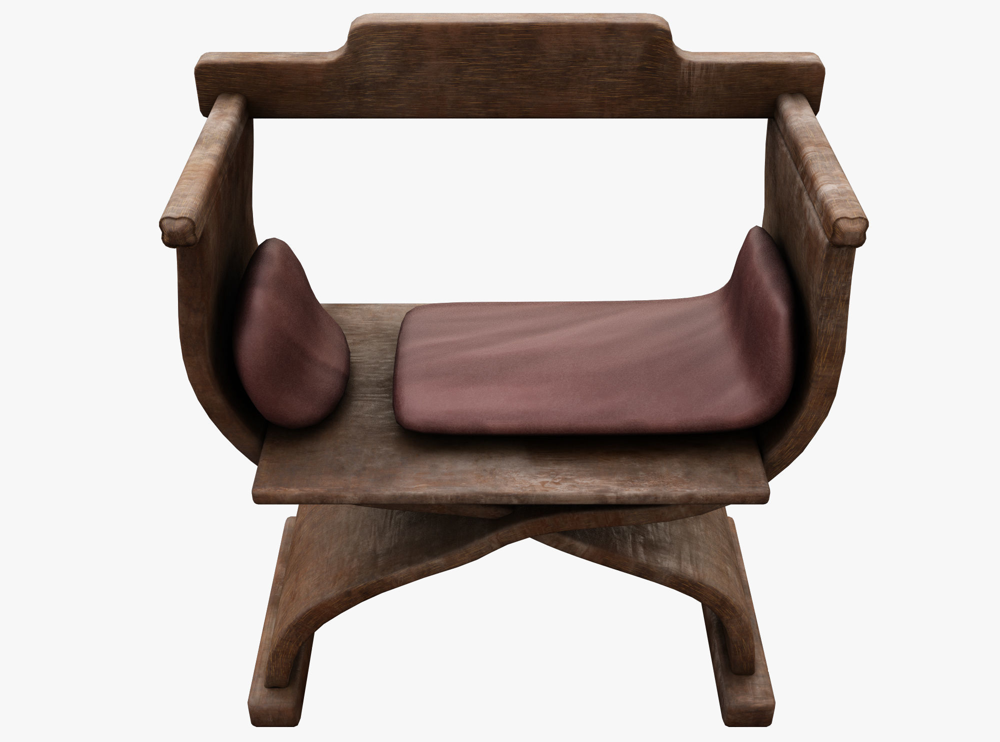 Medieval Royal Chair Low-poly 3D model_1