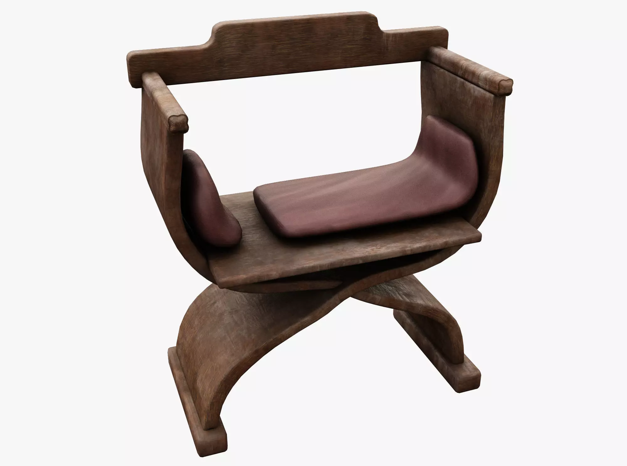Medieval Royal Chair Low-poly 3D model_0