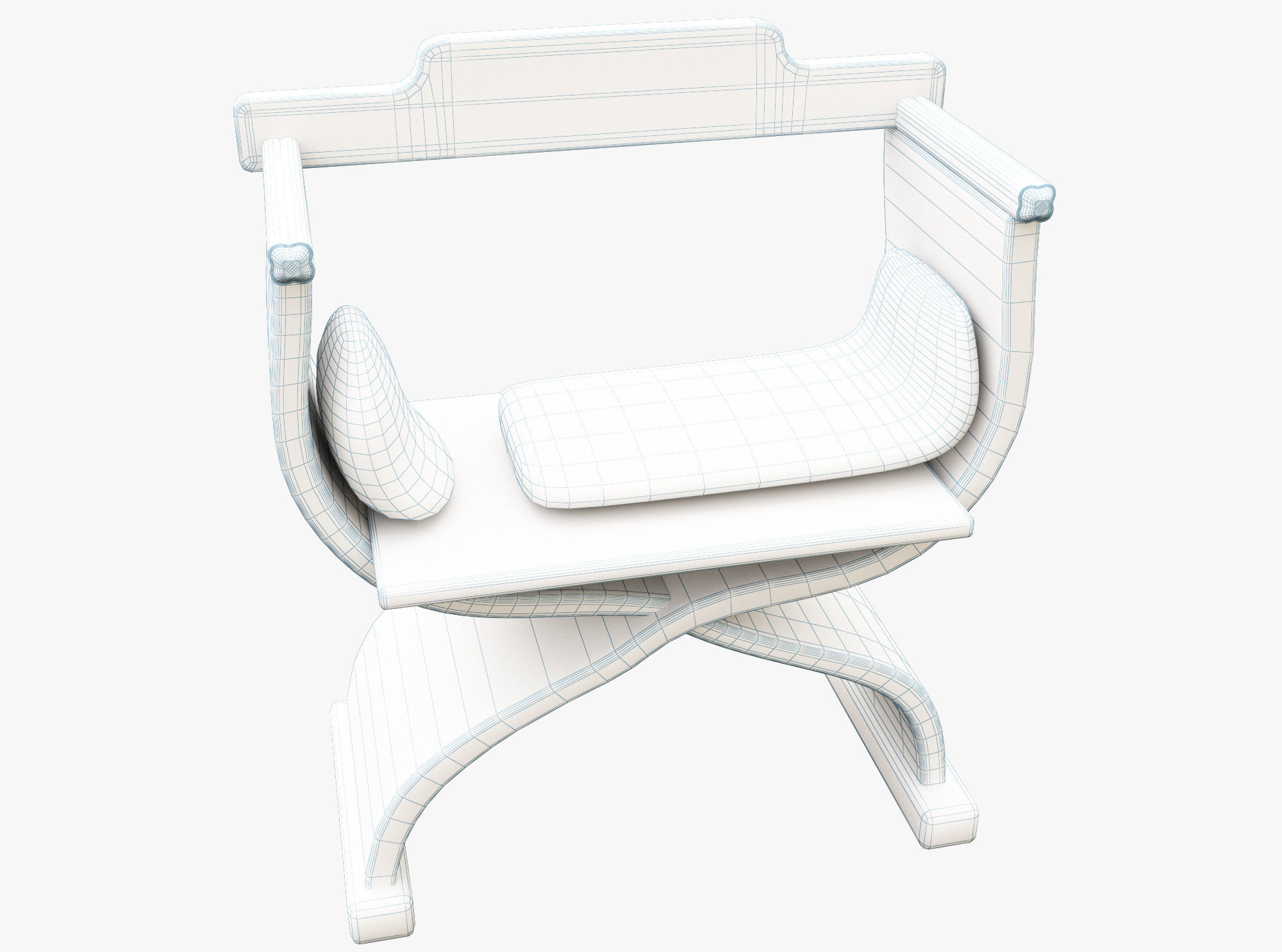 Medieval Royal Chair Low-poly 3D model_3