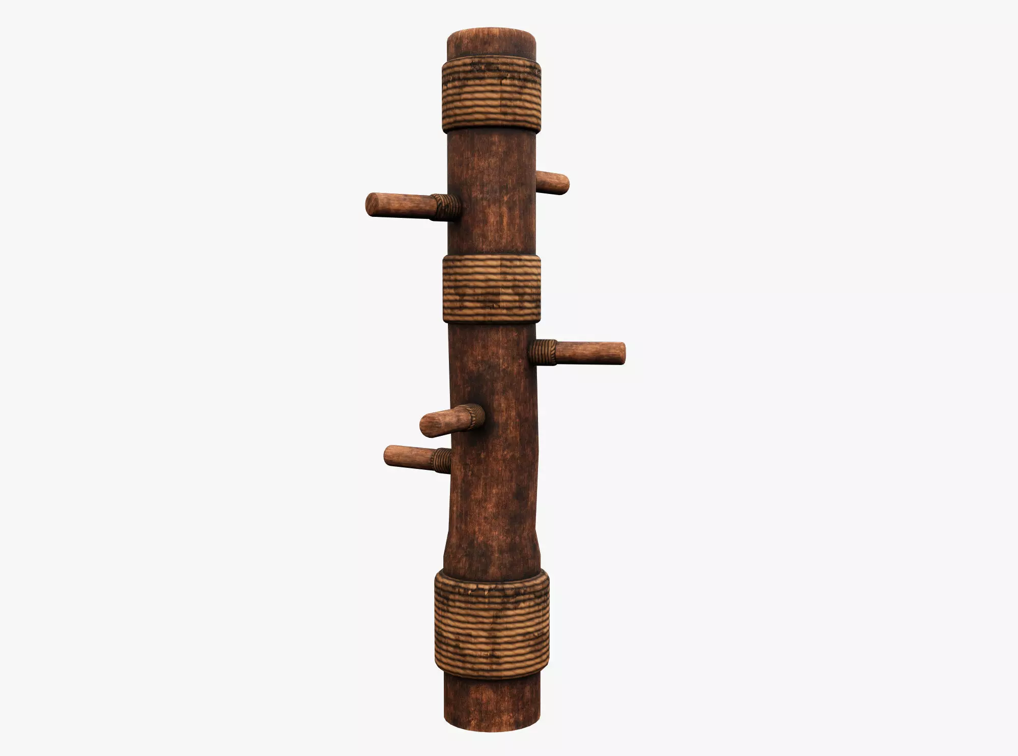 wooden practice dummy Low-poly 3D model_0